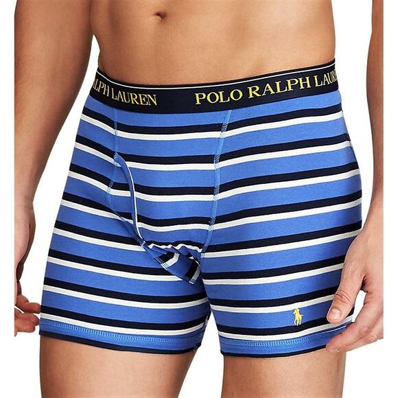 Polo Ralph Lauren Blue Striped Classic-Fit Cotton Boxer Briefs Underwear Medium - Picture 2 of 8